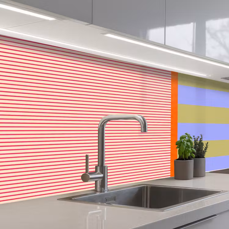 Keuken achterwand - Abstract - Geometrie - Strepen - Blokken - Rood — 2