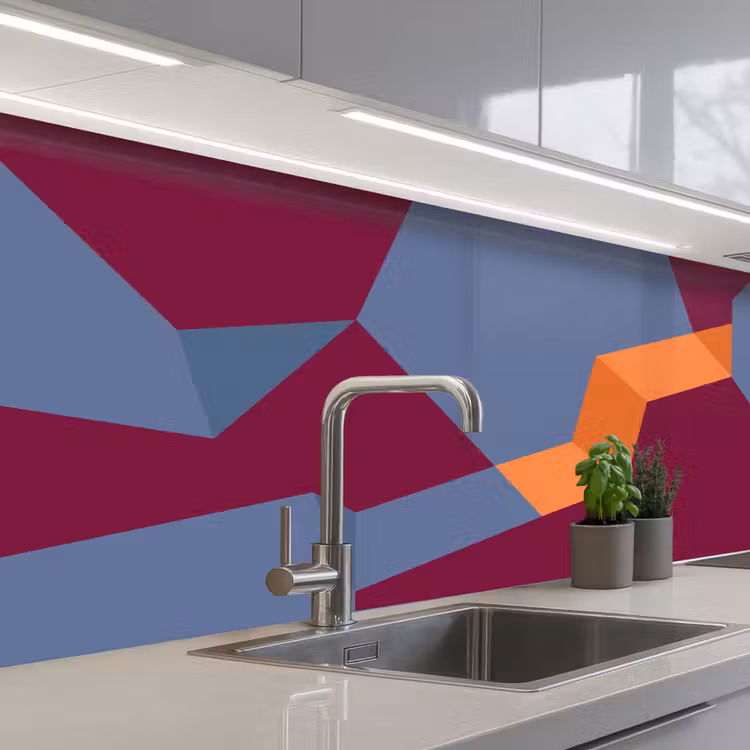 Keuken achterwand - Abstract - Vormen - Modern - Blauw - Oranje — 2