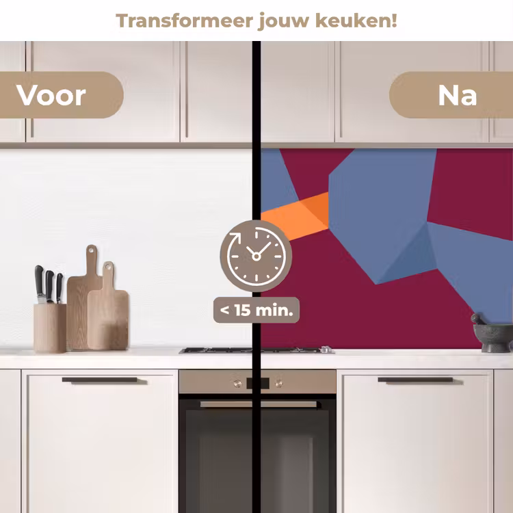 Keuken achterwand - Abstract - Vormen - Modern - Blauw - Oranje — 3