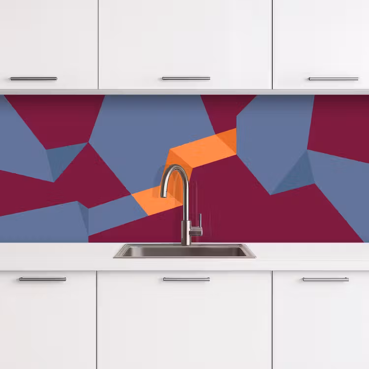 Keuken achterwand - Abstract - Vormen - Modern - Blauw - Oranje — 4
