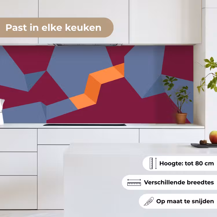 Keuken achterwand - Abstract - Vormen - Modern - Blauw - Oranje — 7