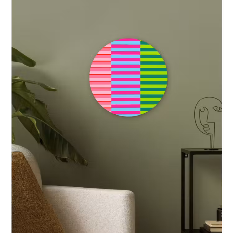 Muurcirkel - Patroon - Strepen - Modern - Abstract - Kleurrijk — 3