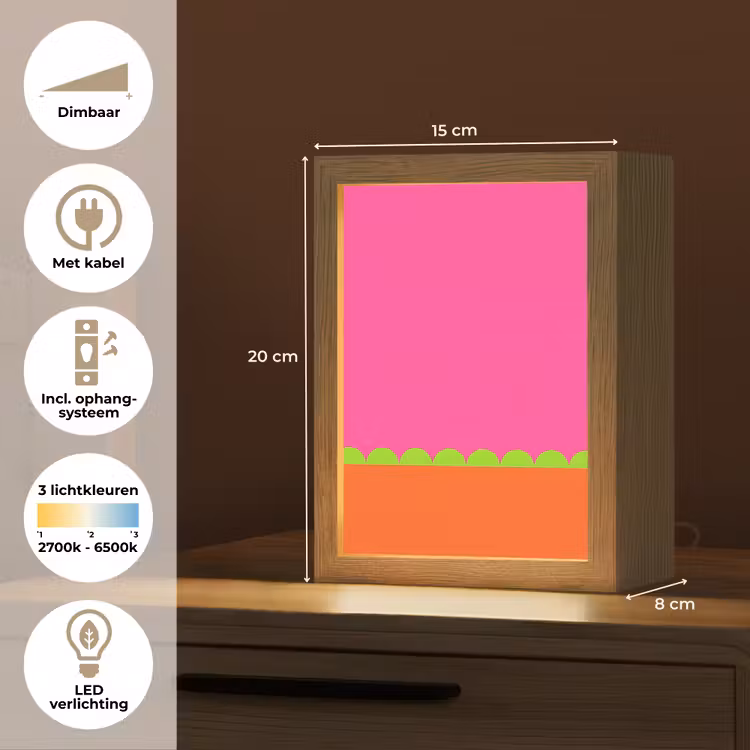 Gepersonaliseerd Lightbox - Abstract - Geometrisch - Kleurblokken - Roze - Oranje — 7