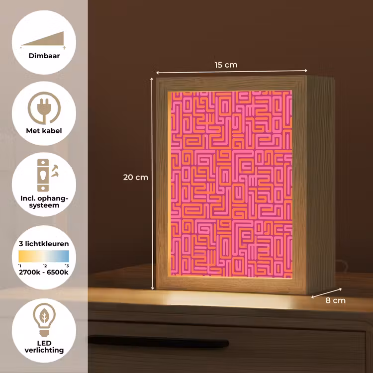 Gepersonaliseerd Lightbox - Abstract - Patroon - Lijnen - Roze - Oranje — 7