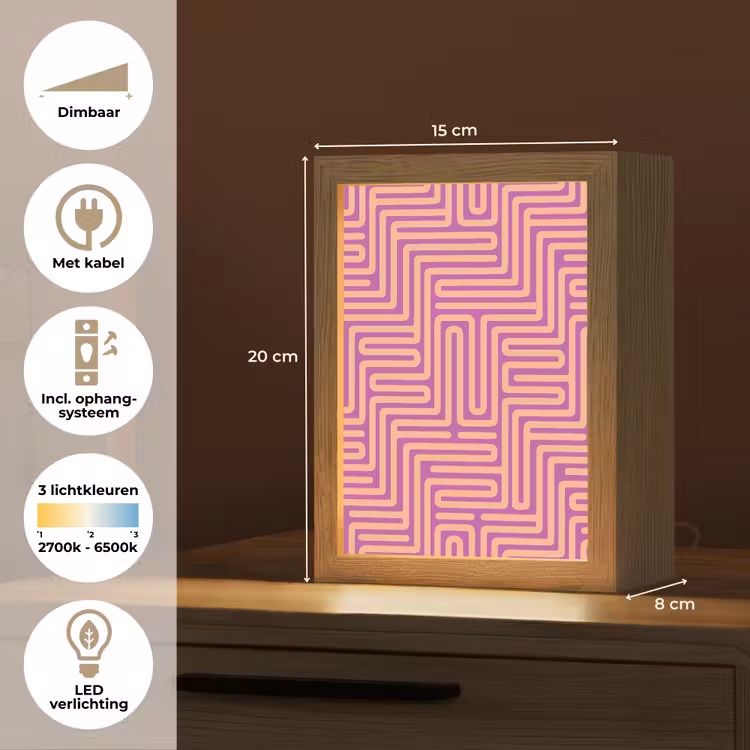 Gepersonaliseerd Lightbox - Patroon - Lijnen - Abstract - Modern - Paars — 7