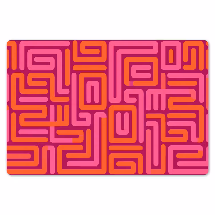 Placemat - 6 stuks - Abstract - Patroon - Lijnen - Roze - Oranje — 7