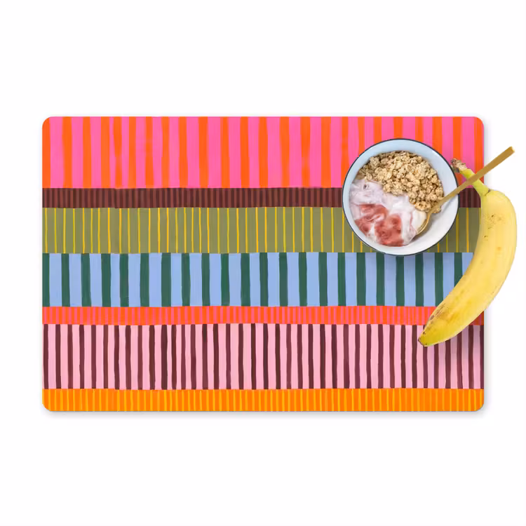 Placemat - 6 stuks - Abstract - Strepen - Modern - Kleurrijk - Kunst — 1