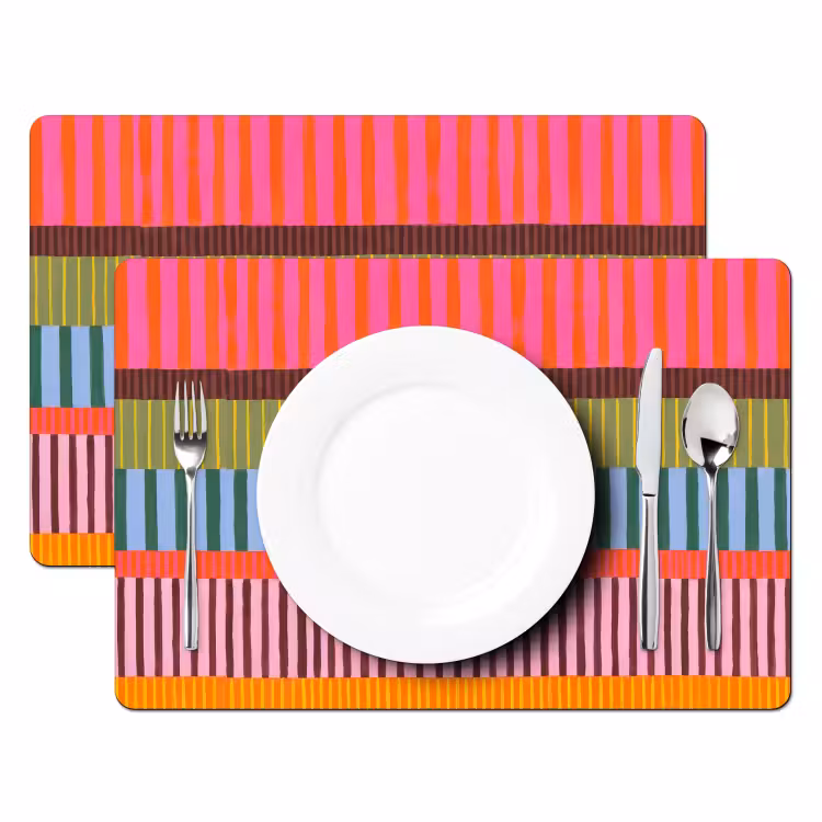 Placemat - 6 stuks - Abstract - Strepen - Modern - Kleurrijk - Kunst — 2