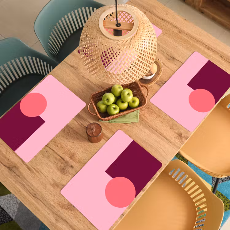 Placemat - 6 stuks - Abstract - Vormen - Roze - Modern - Design — 6