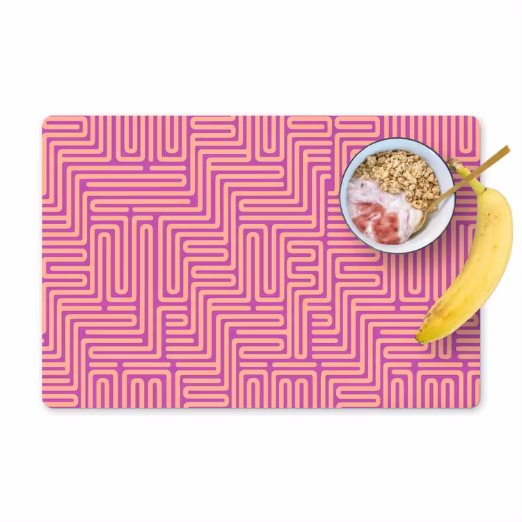 Placemat - 6 stuks - Patroon - Lijnen - Abstract - Modern - Paars — 1