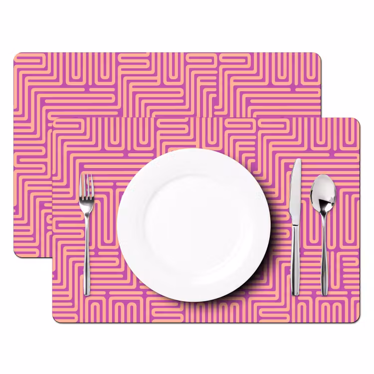 Placemat - 6 stuks - Patroon - Lijnen - Abstract - Modern - Paars — 2