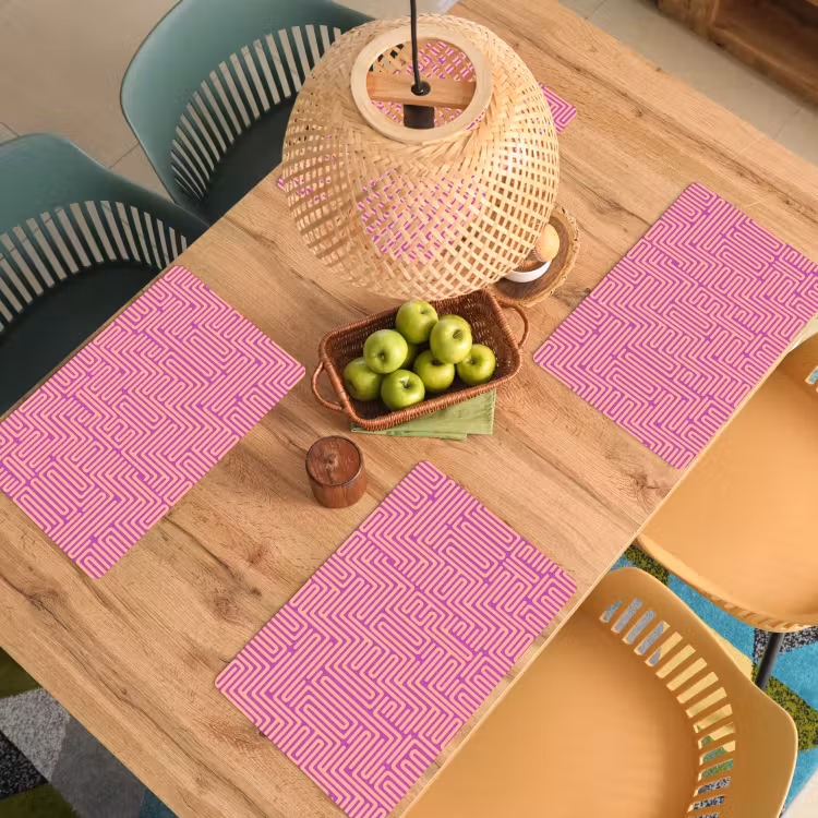 Placemat - 6 stuks - Patroon - Lijnen - Abstract - Modern - Paars — 6