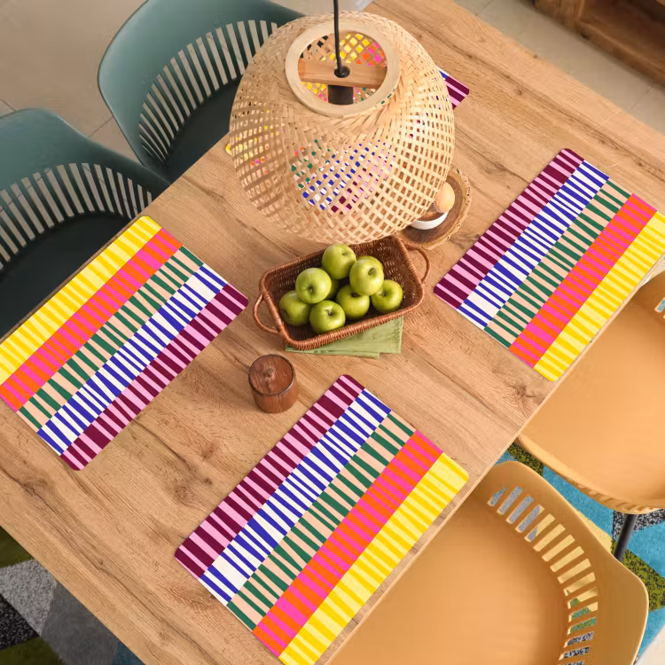 Placemat - 6 stuks - Patroon - Strepen - Abstract - Modern - Kleurrijk — 6