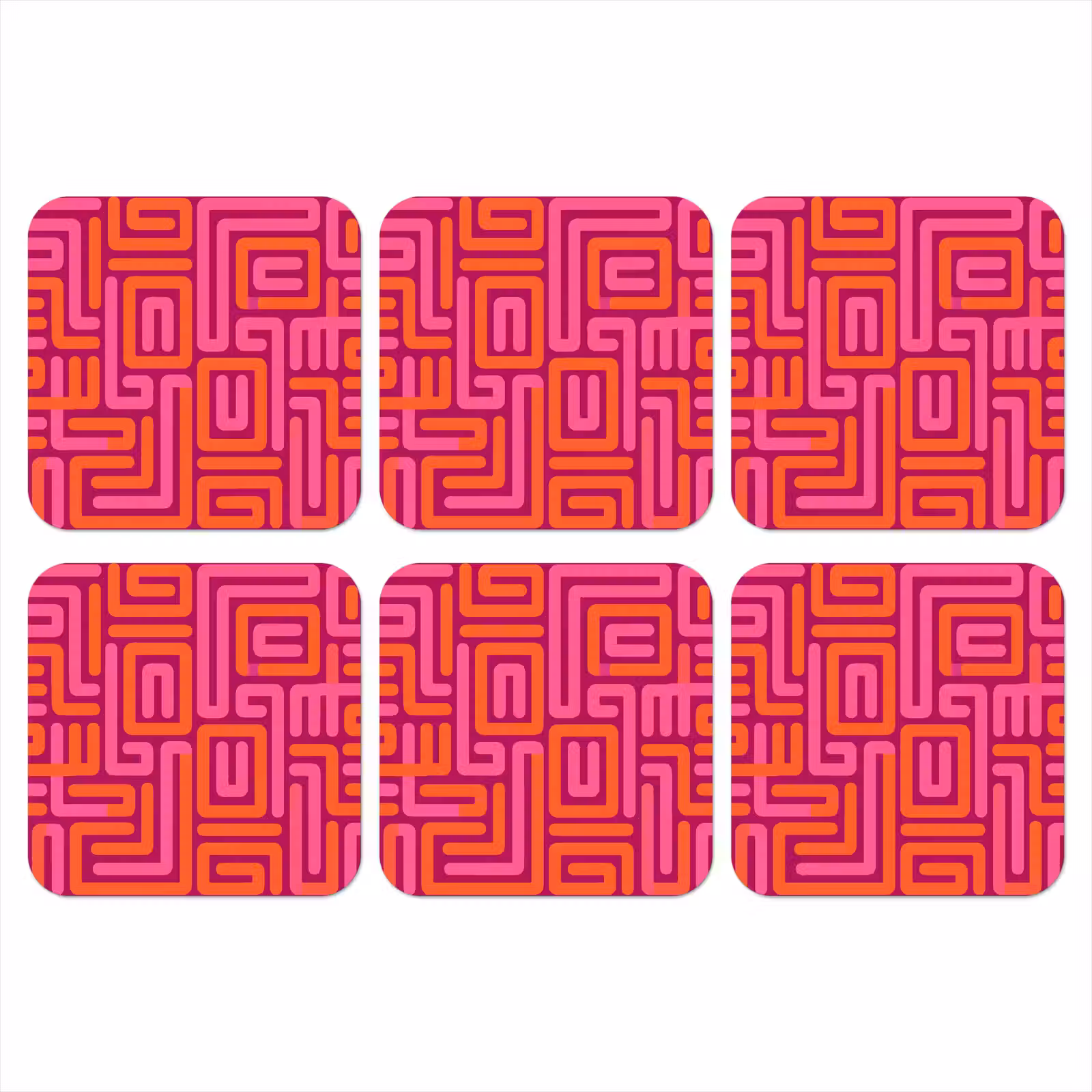 Onderzetter - Abstract - Patroon - Lijnen - Roze - Oranje — 1