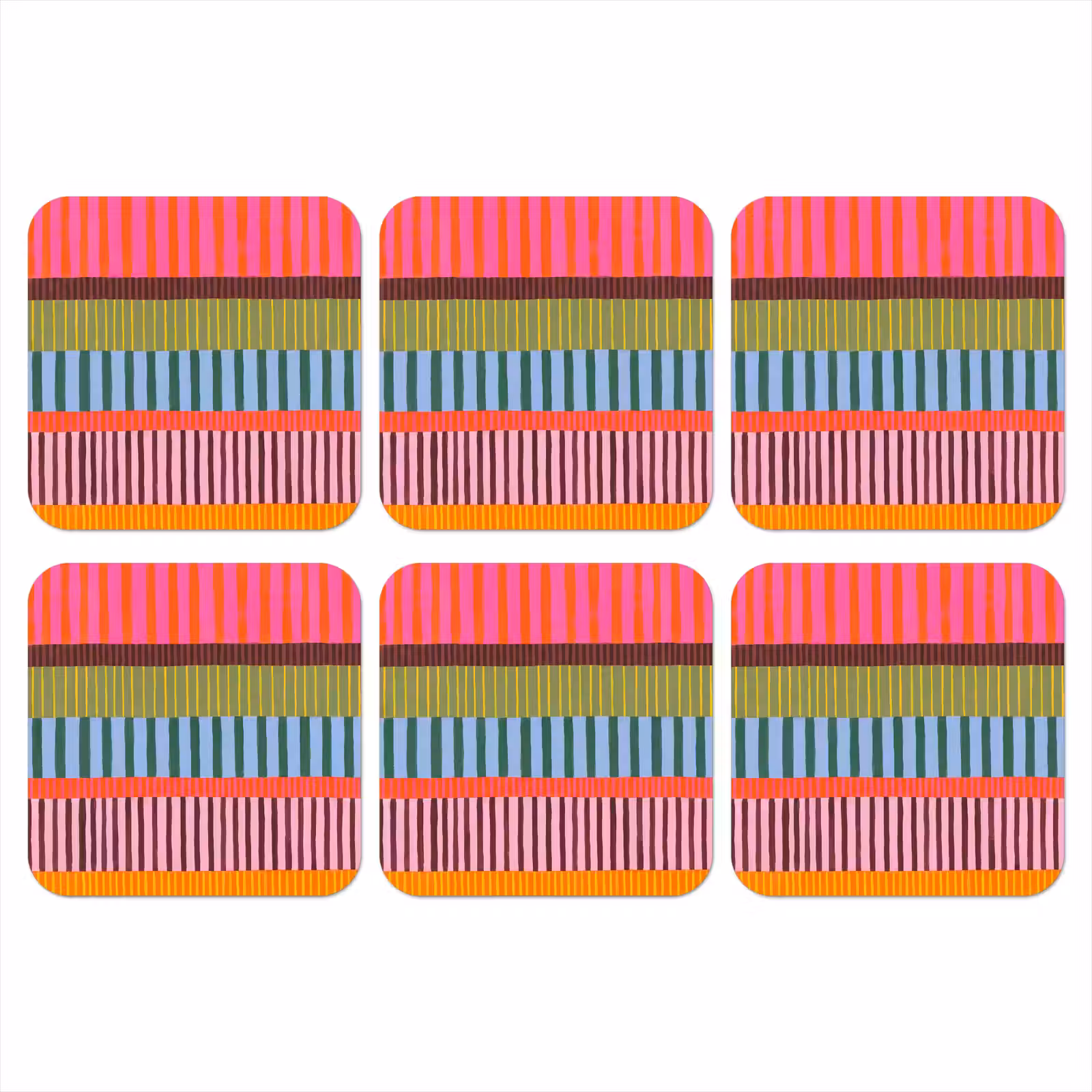 Onderzetter - Abstract - Strepen - Modern - Kleurrijk - Kunst — 1
