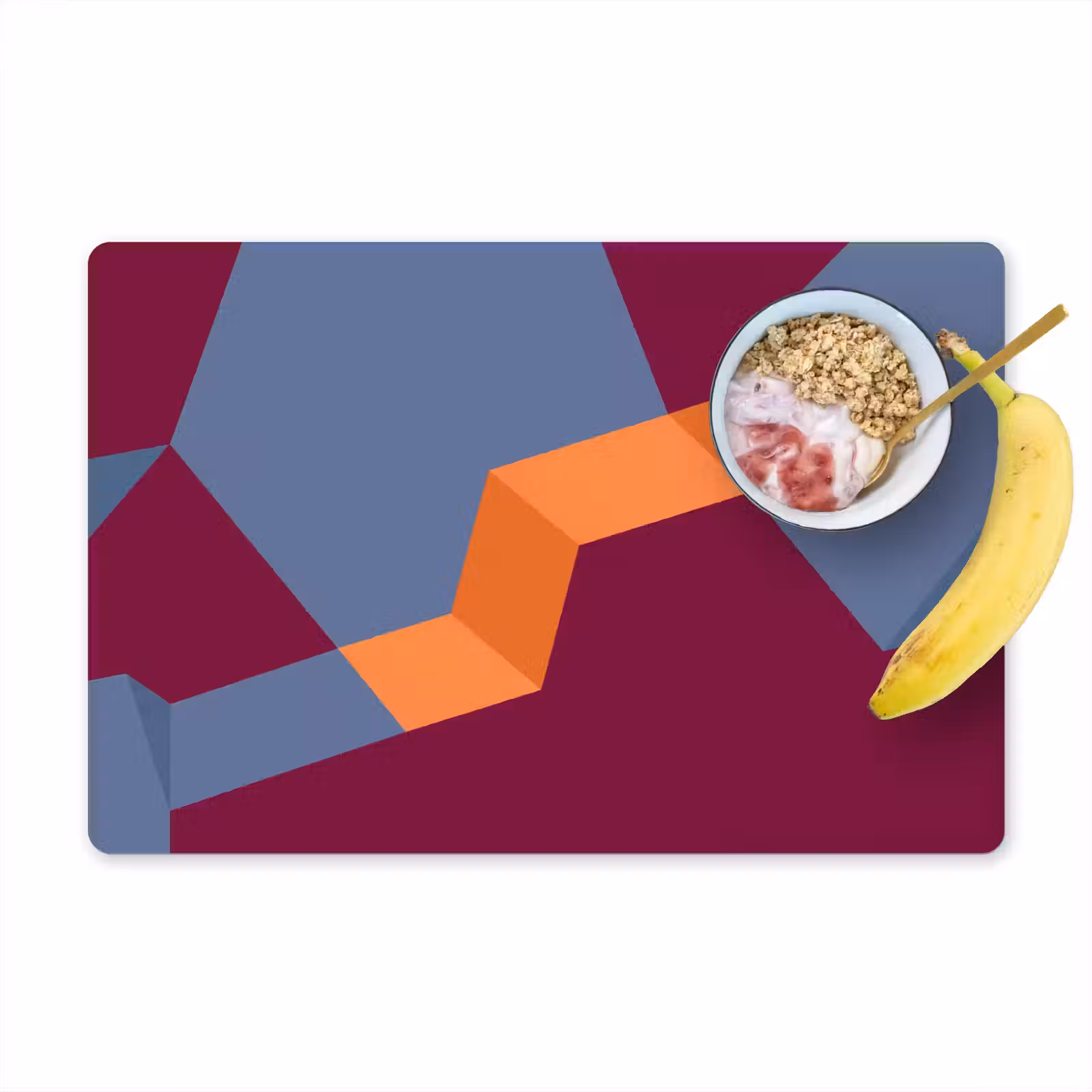 Placemat - 6 stuks - Abstract - Vormen - Modern - Blauw - Oranje — 1