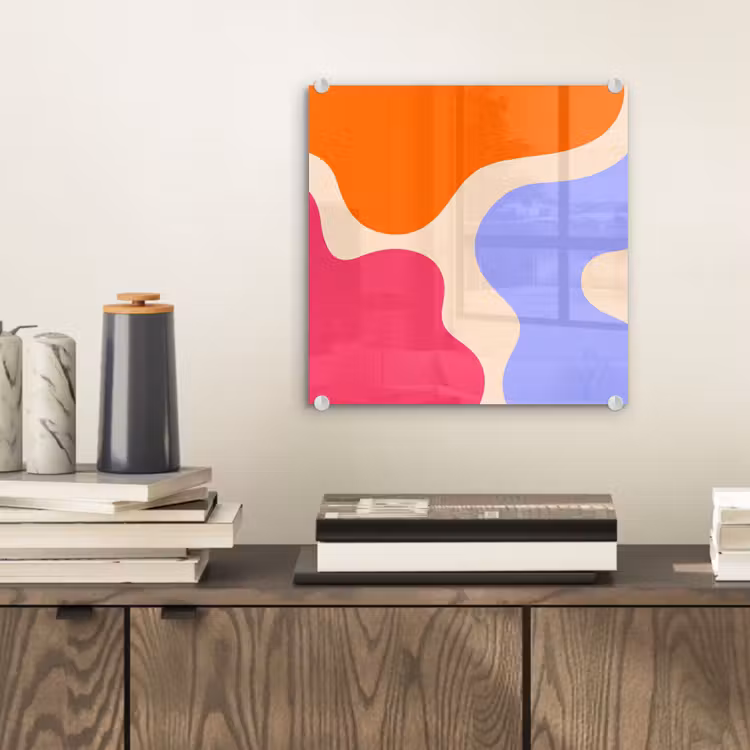 Glas schilderij - Abstract - Organische vormen - Design - Modern - Kleurrijk — 2