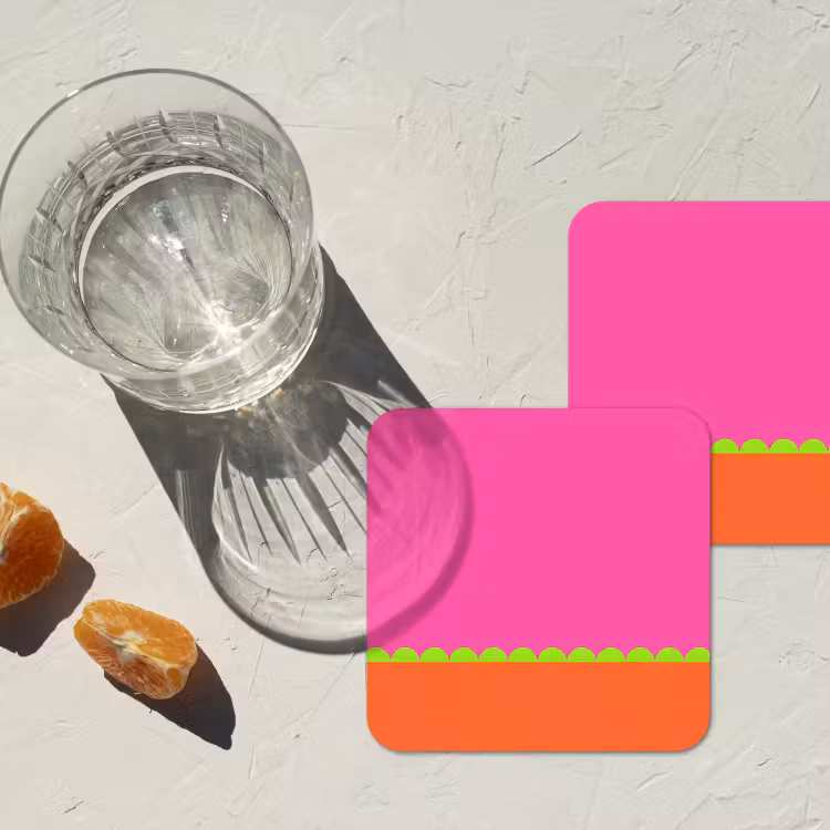 Onderzetter - Abstract - Geometrisch - Kleurblokken - Roze - Oranje — 2