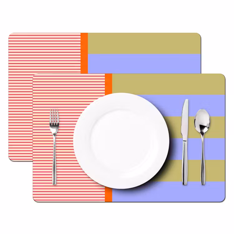 Placemat - 6 stuks - Abstract - Geometrie - Strepen - Blokken - Rood — 2
