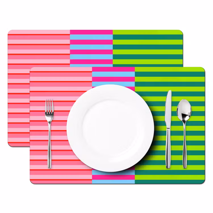 Placemat - 6 stuks - Patroon - Strepen - Modern - Abstract - Kleurrijk — 2
