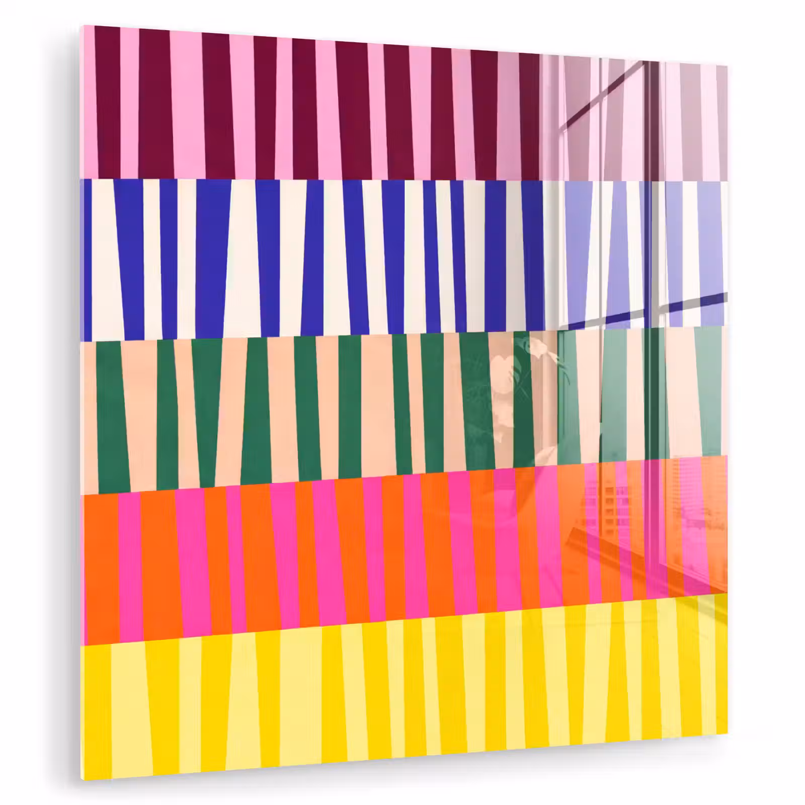 Glas schilderij - Patroon - Strepen - Abstract - Modern - Kleurrijk — 1