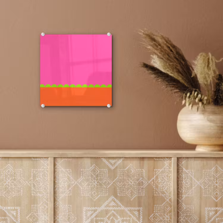 Glas schilderij - Abstract - Geometrisch - Kleurblokken - Roze - Oranje — 6