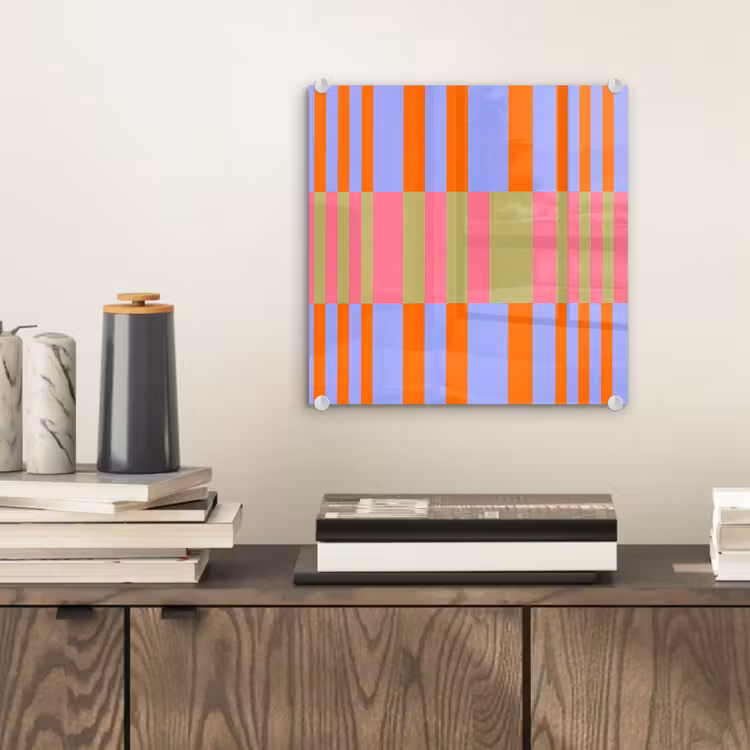 Glas schilderij - Abstract - Patroon - Geometrisch - Kleurrijk - Modern — 2