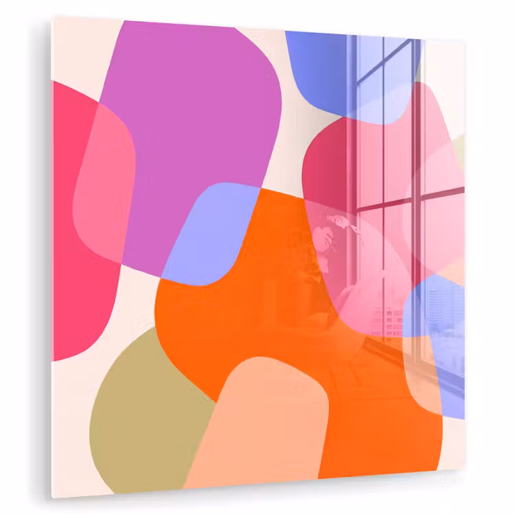 Glas schilderij - Abstract - Vormen - Modern - Kleurrijk — 1