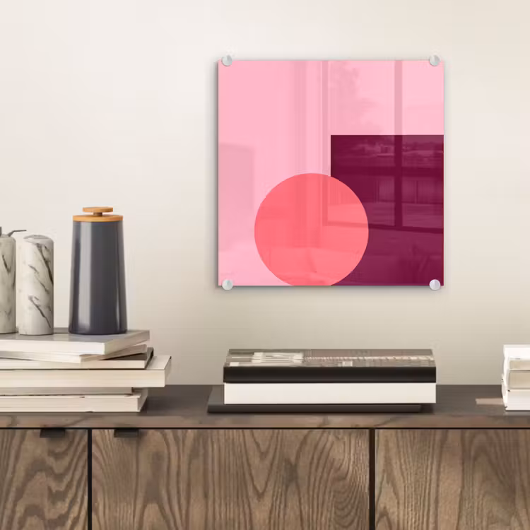 Glas schilderij - Abstract - Vormen - Roze - Modern - Design — 2
