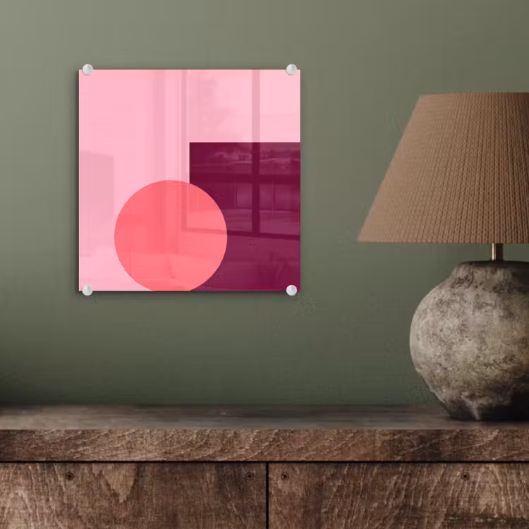 Glas schilderij - Abstract - Vormen - Roze - Modern - Design — 4