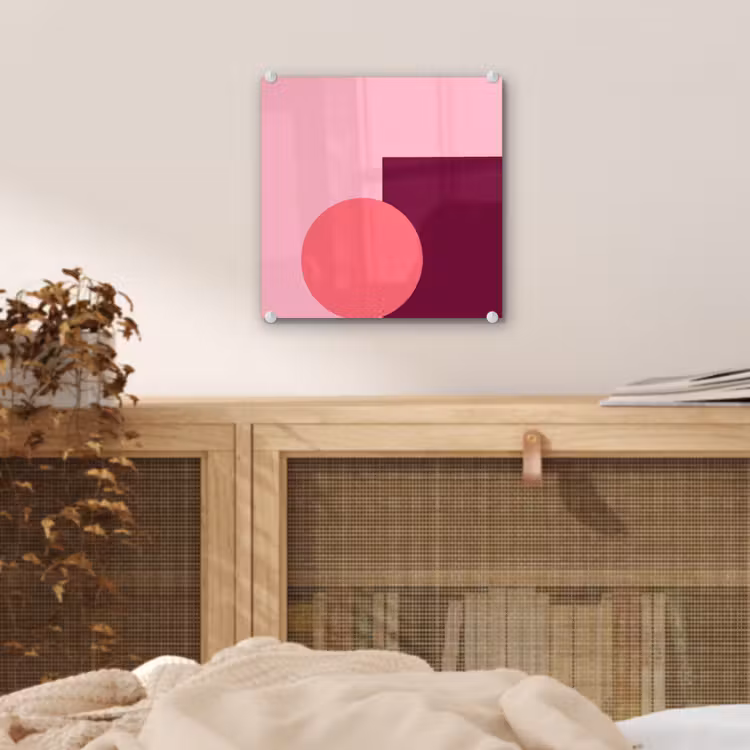 Glas schilderij - Abstract - Vormen - Roze - Modern - Design — 5
