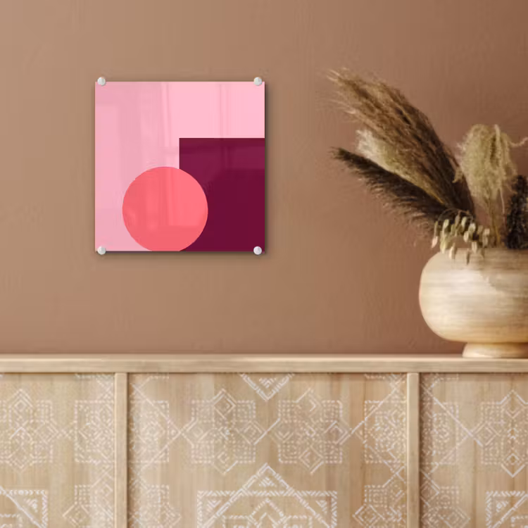 Glas schilderij - Abstract - Vormen - Roze - Modern - Design — 6