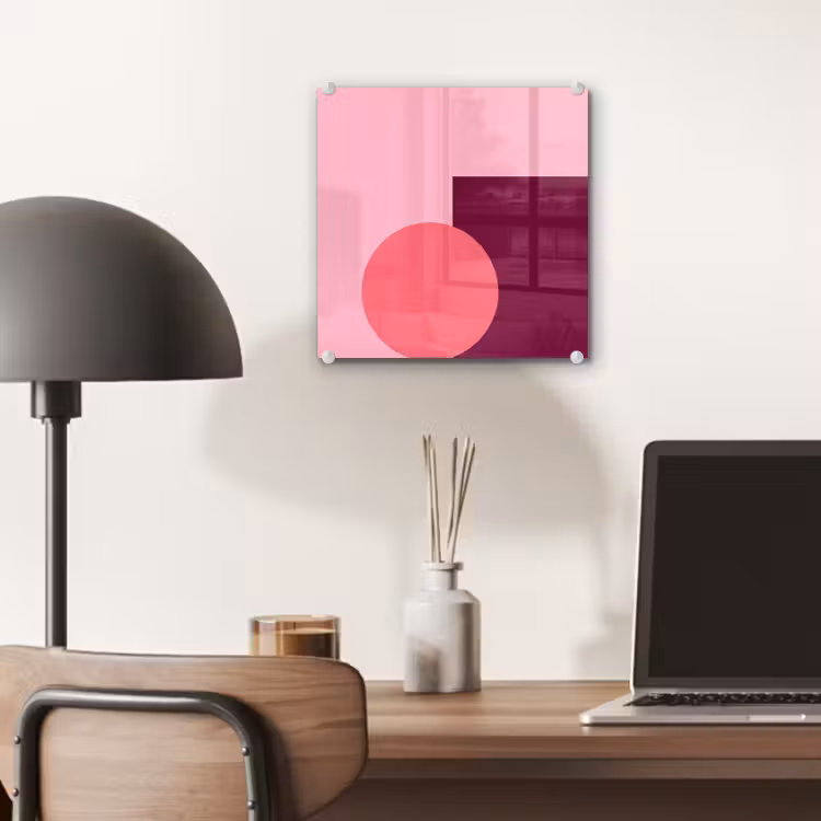 Glas schilderij - Abstract - Vormen - Roze - Modern - Design — 7