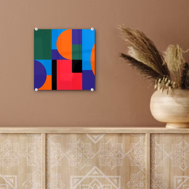 Glas schilderij - Geometrisch - Abstract - Vormen - Kleurrijk - Modern — 6
