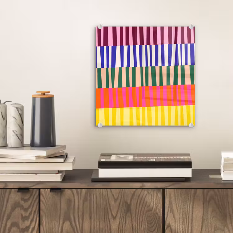 Glas schilderij - Patroon - Strepen - Abstract - Modern - Kleurrijk — 2