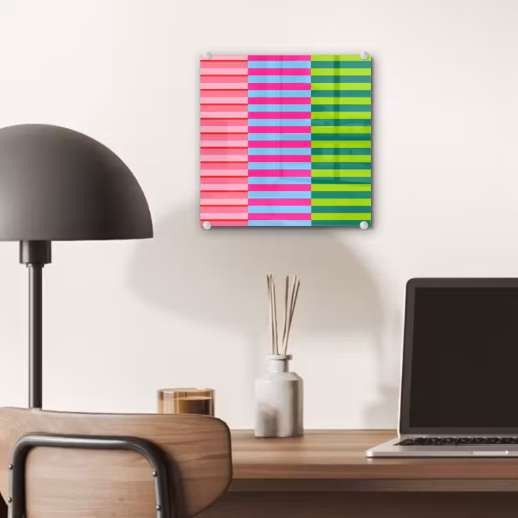 Glas schilderij - Patroon - Strepen - Modern - Abstract - Kleurrijk — 7