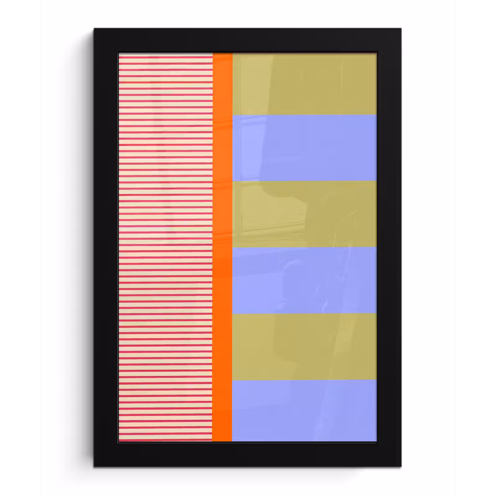 Poster met lijst - Abstract - Geometrie - Strepen - Blokken - Rood — 1