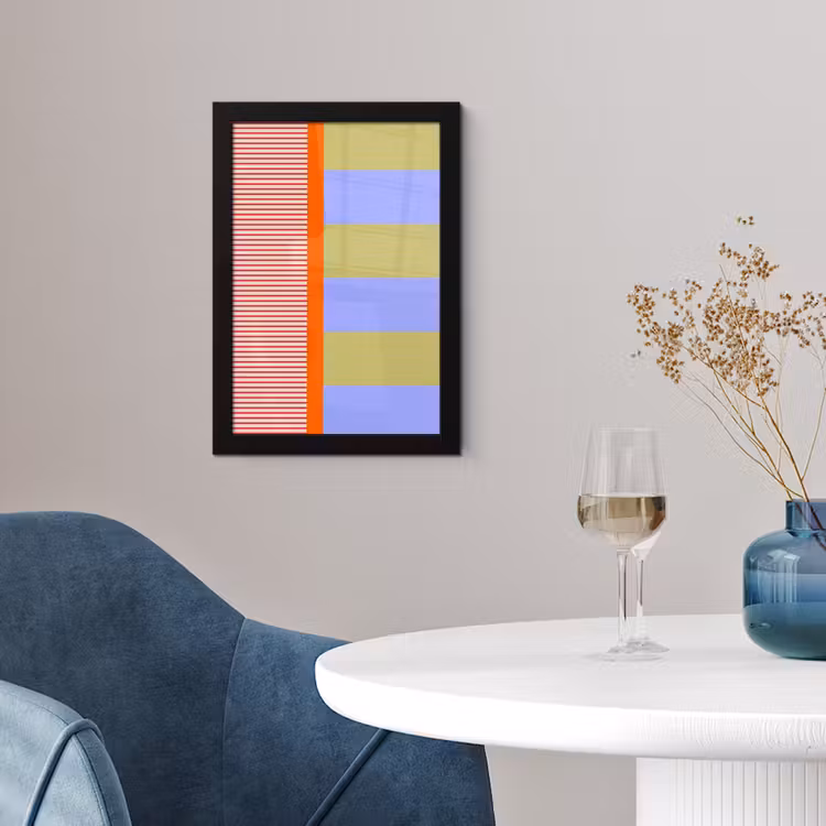 Poster met lijst - Abstract - Geometrie - Strepen - Blokken - Rood — 2