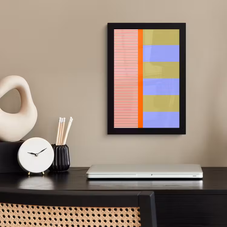 Poster met lijst - Abstract - Geometrie - Strepen - Blokken - Rood — 3