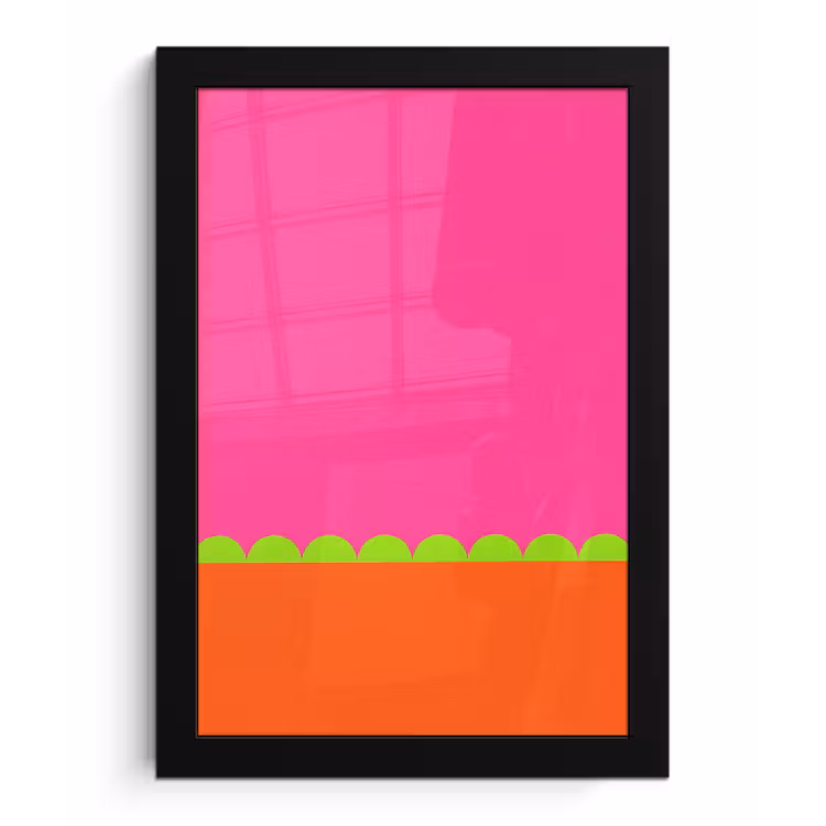 Poster met lijst - Abstract - Geometrisch - Kleurblokken - Roze - Oranje — 1