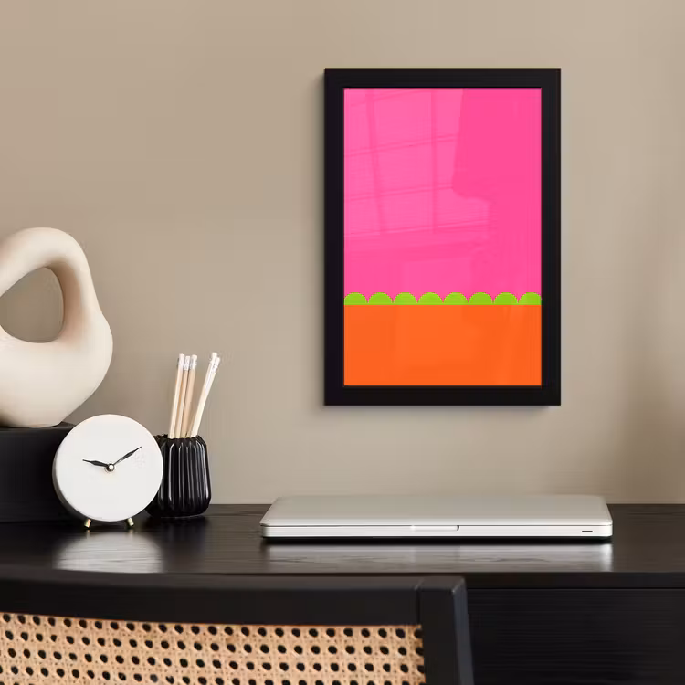 Poster met lijst - Abstract - Geometrisch - Kleurblokken - Roze - Oranje — 3