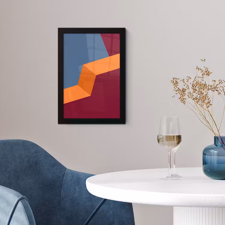 Poster met lijst - Abstract - Vormen - Modern - Blauw - Oranje — 2