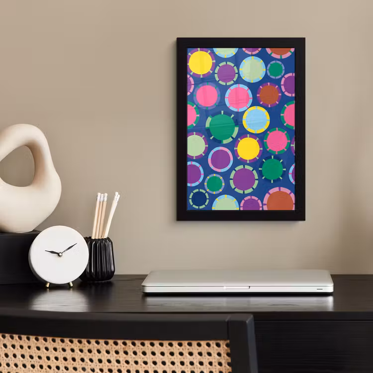 Poster met lijst - Patroon - Cirkels - Abstract - Kleurrijk — 3