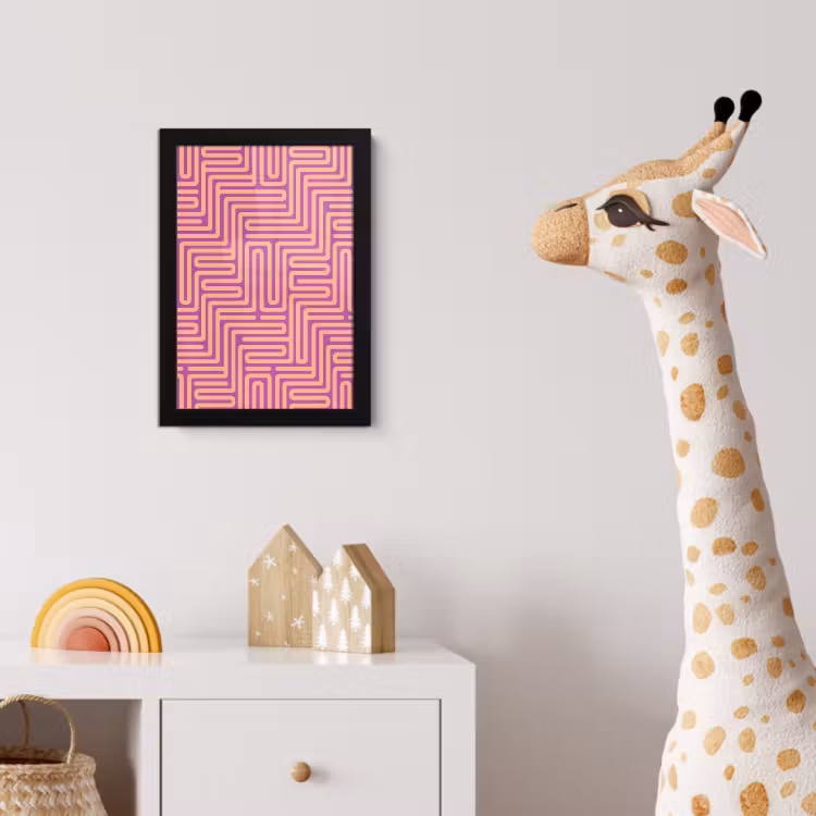 Poster met lijst - Patroon - Lijnen - Abstract - Modern - Paars — 5