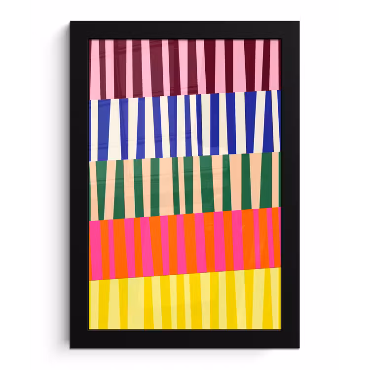 Poster met lijst - Patroon - Strepen - Abstract - Modern - Kleurrijk — 1