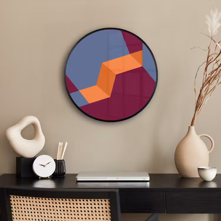 Ronde fotolijst - Abstract - Vormen - Modern - Blauw - Oranje — 3
