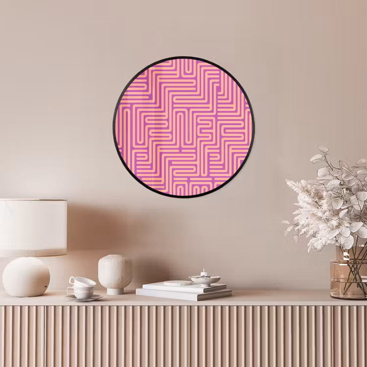 Ronde fotolijst - Patroon - Lijnen - Abstract - Modern - Paars — 5