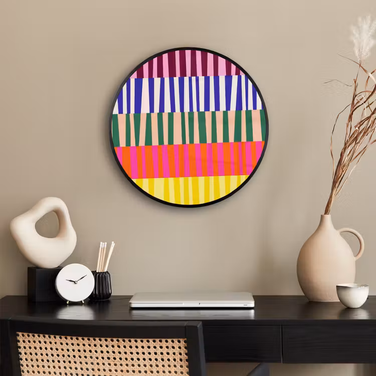 Ronde fotolijst - Patroon - Strepen - Abstract - Modern - Kleurrijk — 3