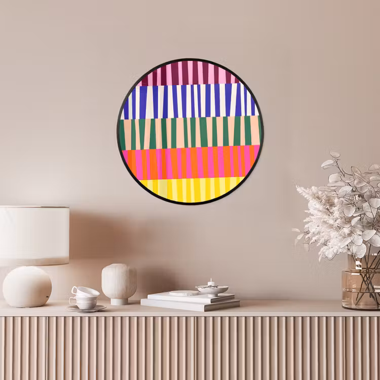 Ronde fotolijst - Patroon - Strepen - Abstract - Modern - Kleurrijk — 5