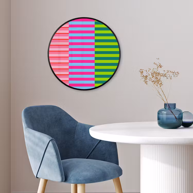 Ronde fotolijst - Patroon - Strepen - Modern - Abstract - Kleurrijk — 4